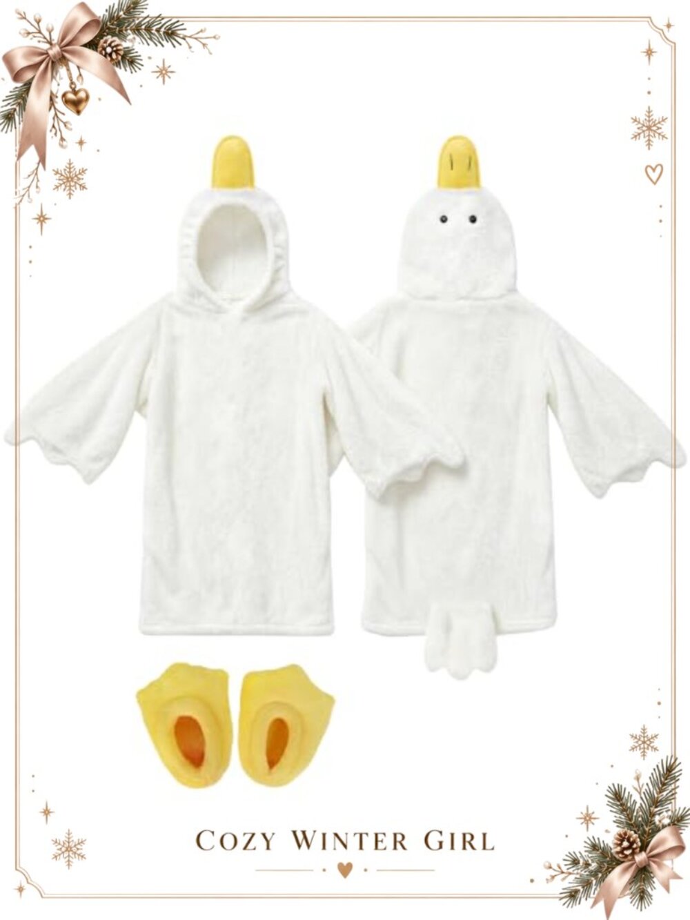 Coral Fleece Goose Onesie Hooded Duck Costume Adult